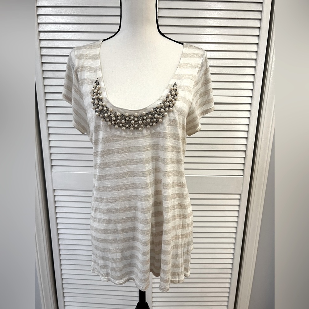 Beautiful Beaded Bib Accent Top